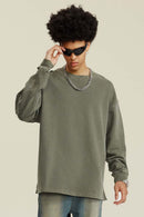 Heavyweight Washed Split-Hem Sweatshirt - Grayish Green