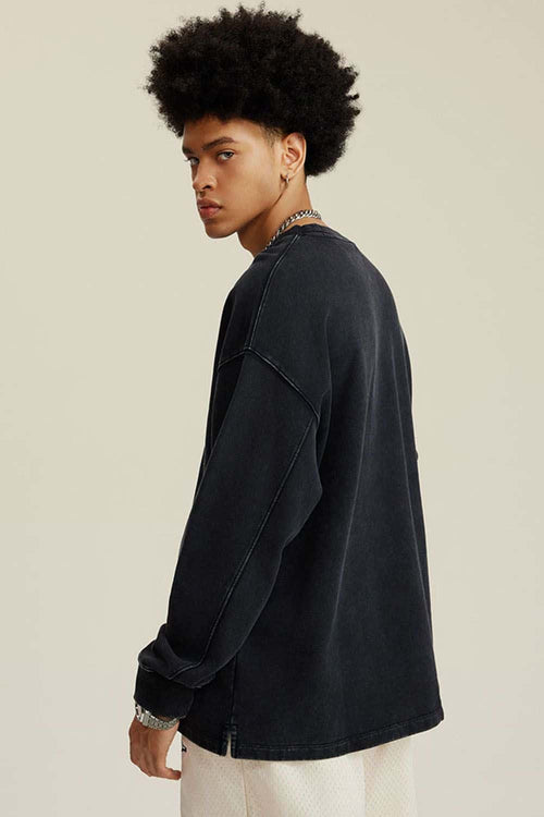 Heavyweight Washed Split-Hem Sweatshirt - Fried Snowflakes