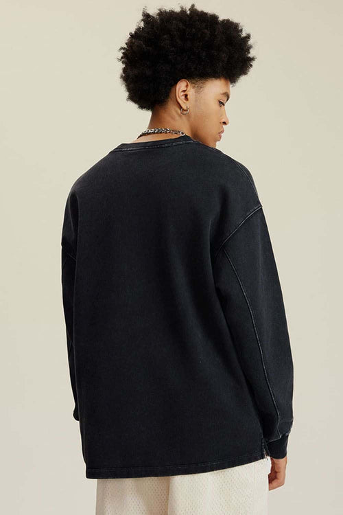 Heavyweight Washed Split-Hem Sweatshirt - Fried Snowflakes