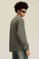 Heavyweight Washed Split-Hem Sweatshirt - Grayish Green