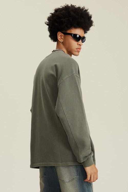 Heavyweight Washed Split-Hem Sweatshirt - Grayish Green