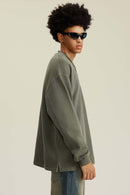Heavyweight Washed Split-Hem Sweatshirt - Grayish Green