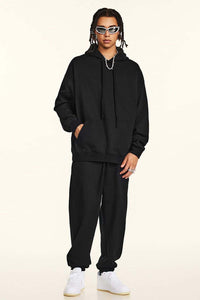 Heavyweight Essential Solid Hoodie - Metallic Black