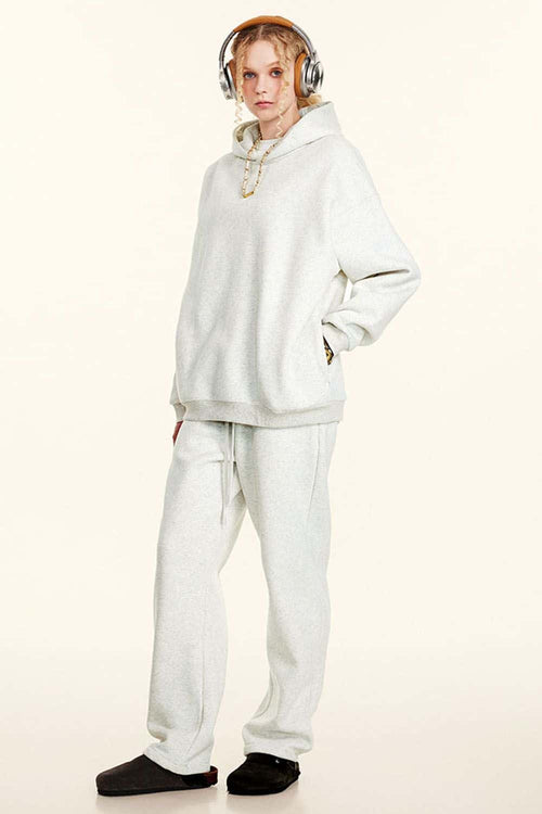 Fleece Lined Minimalist Hoodie - Oat Gray