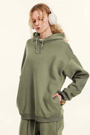 Fleece Lined Minimalist Hoodie - Gray Camel