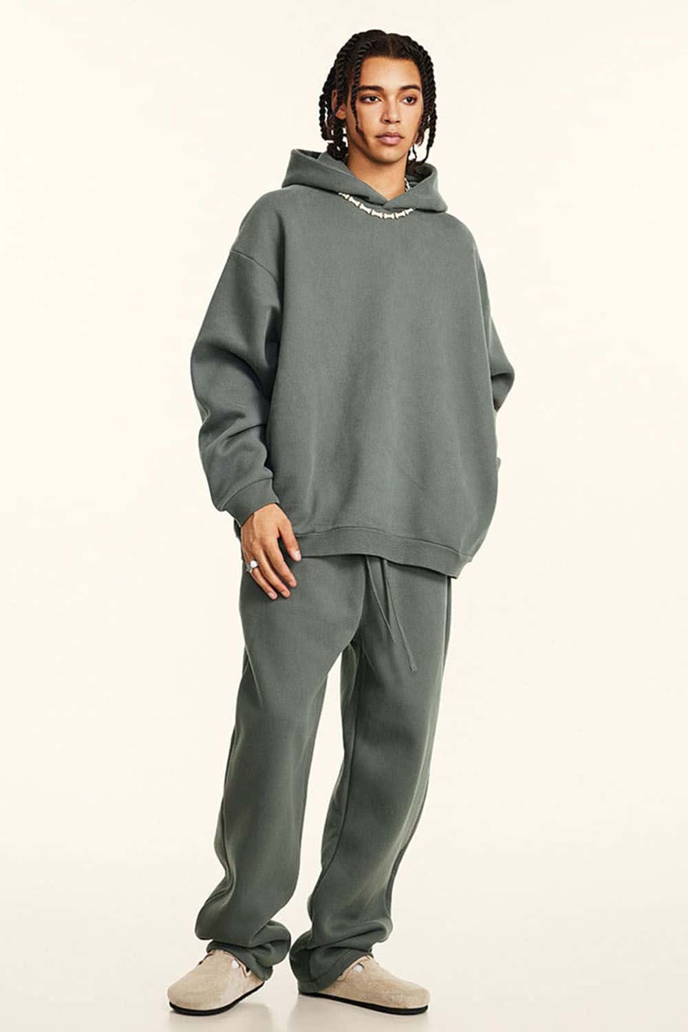 Loose Fleece-Lined Sports Hoodie with Invisible Zipper