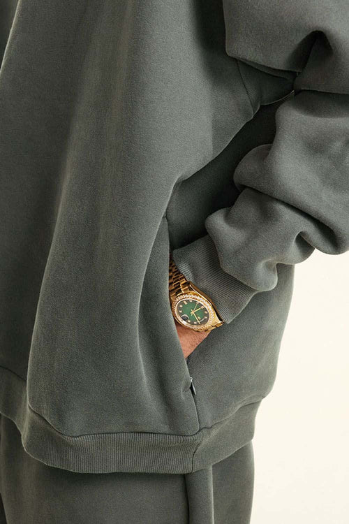 Fleece Lined Minimalist Hoodie - Vitex Ash