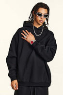 Fleece Lined Minimalist Hoodie - Black