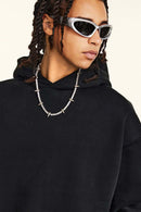 Fleece Lined Minimalist Hoodie - Black
