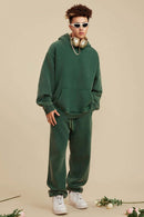 Heavyweight Washed Vintage Fleece Hoodie - Blackish Green