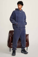 Heavyweight Washed Vintage Fleece Hoodie - Royal Blue
