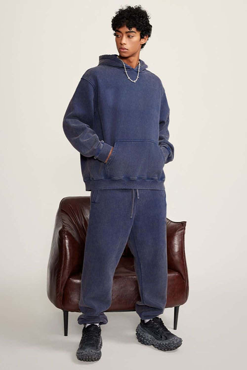 Heavyweight Washed Vintage Fleece Hoodie - Royal Blue