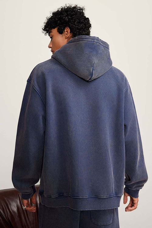 Heavyweight Washed Vintage Fleece Hoodie - Royal Blue