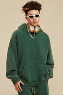 Heavyweight Washed Vintage Fleece Hoodie - Blackish Green