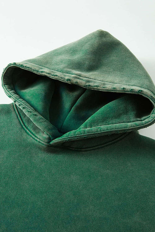 Heavyweight Washed Vintage Fleece Hoodie - Blackish Green