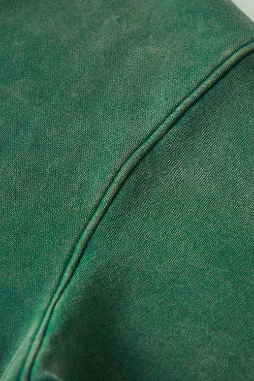 Heavyweight Washed Vintage Fleece Hoodie - Blackish Green