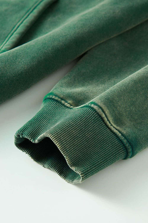Heavyweight Washed Vintage Fleece Hoodie - Blackish Green