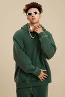 Heavyweight Washed Vintage Fleece Hoodie - Blackish Green