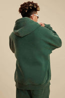 Heavyweight Washed Vintage Fleece Hoodie - Blackish Green