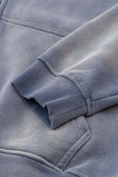 Vintage Gradient Fleece Zip-Up Hoodie - Blue