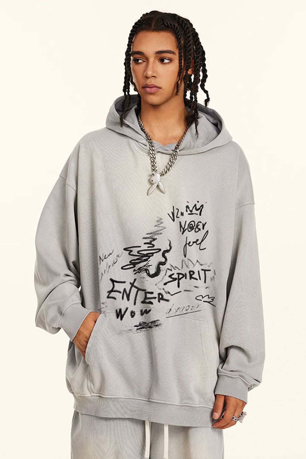 Loose-Fit Graffiti Hoodie