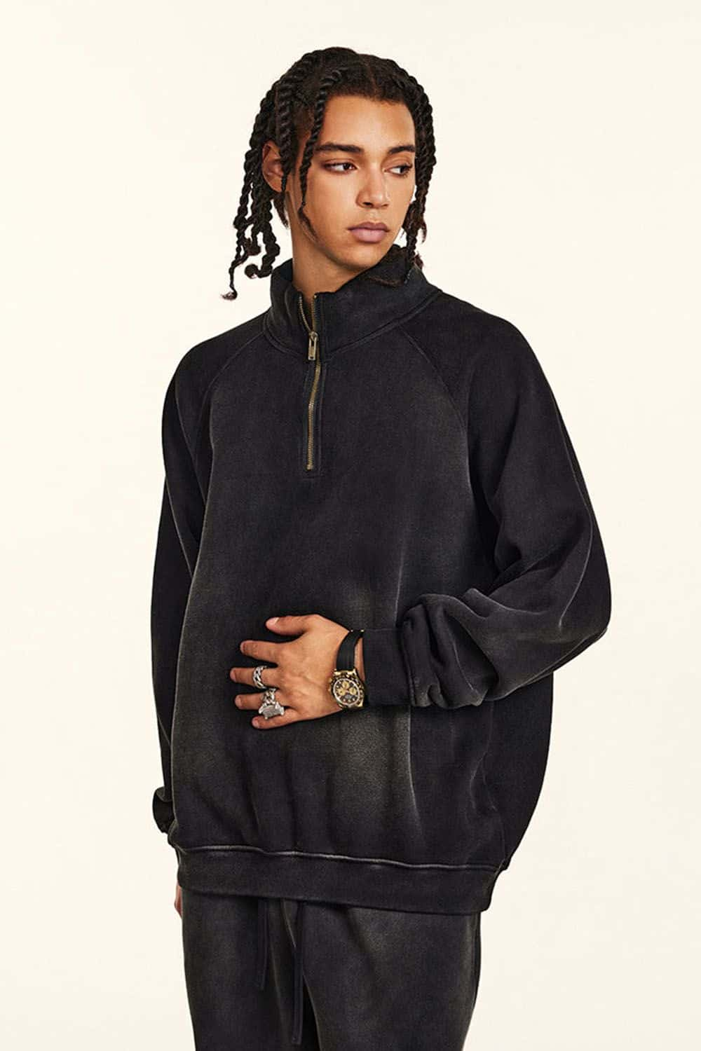 Heavyweight Half-Zip Fleece-Lined Sweatshirt