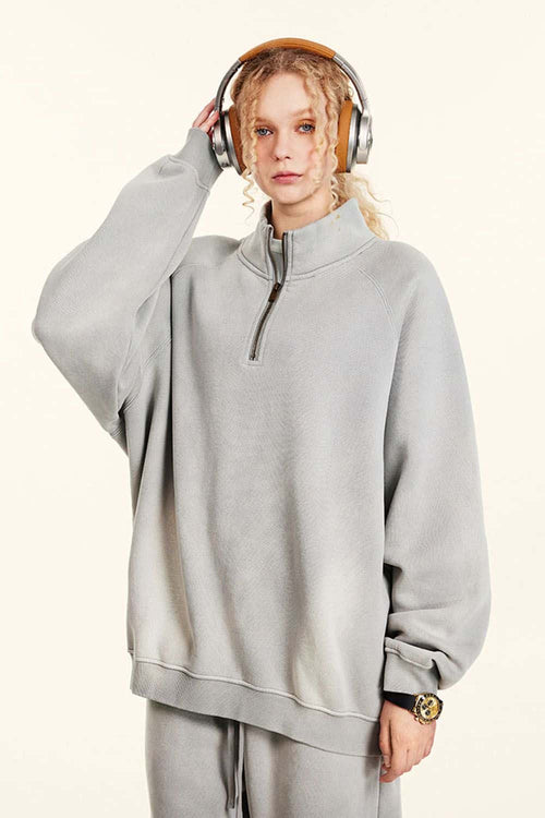 Heavyweight Fleece Full-Zip Hoodie - Light Gray