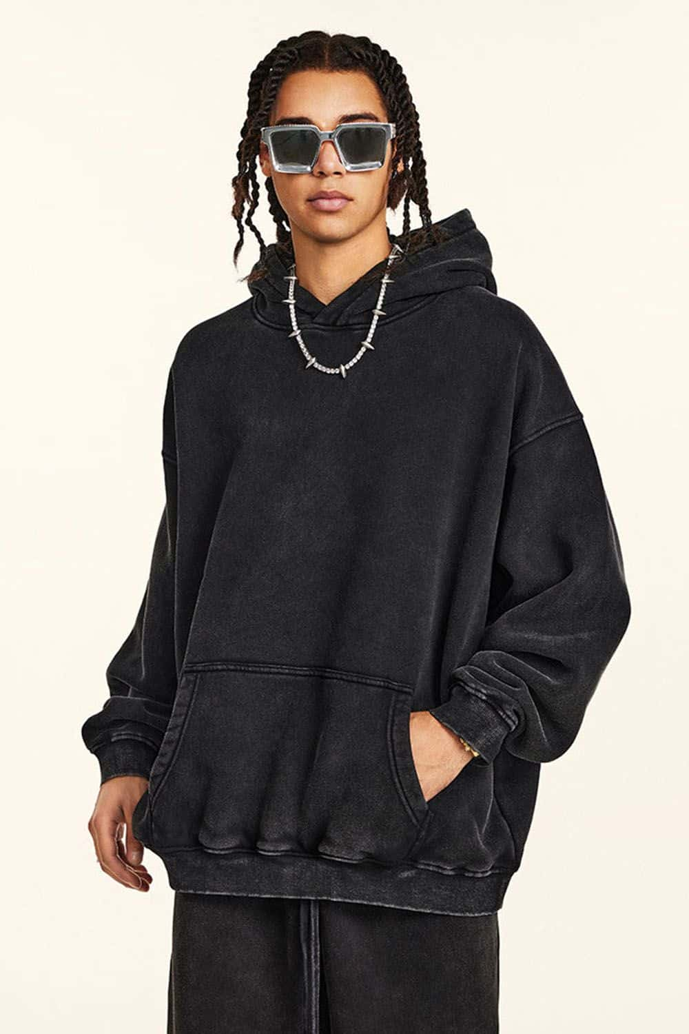 Thick Fleece-Lined Washed Hoodie