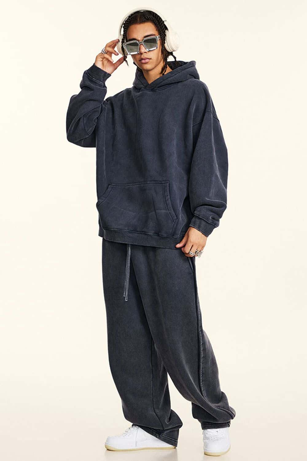 Thick Fleece-Lined Washed Hoodie