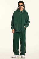 Washed Vintage Fleece Hoodie - Blackish Green