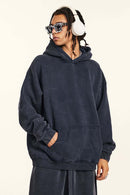 Washed Vintage Fleece Hoodie - Royal Blue