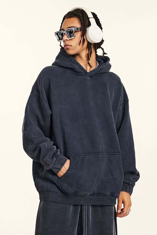 Washed Vintage Fleece Hoodie - Royal Blue