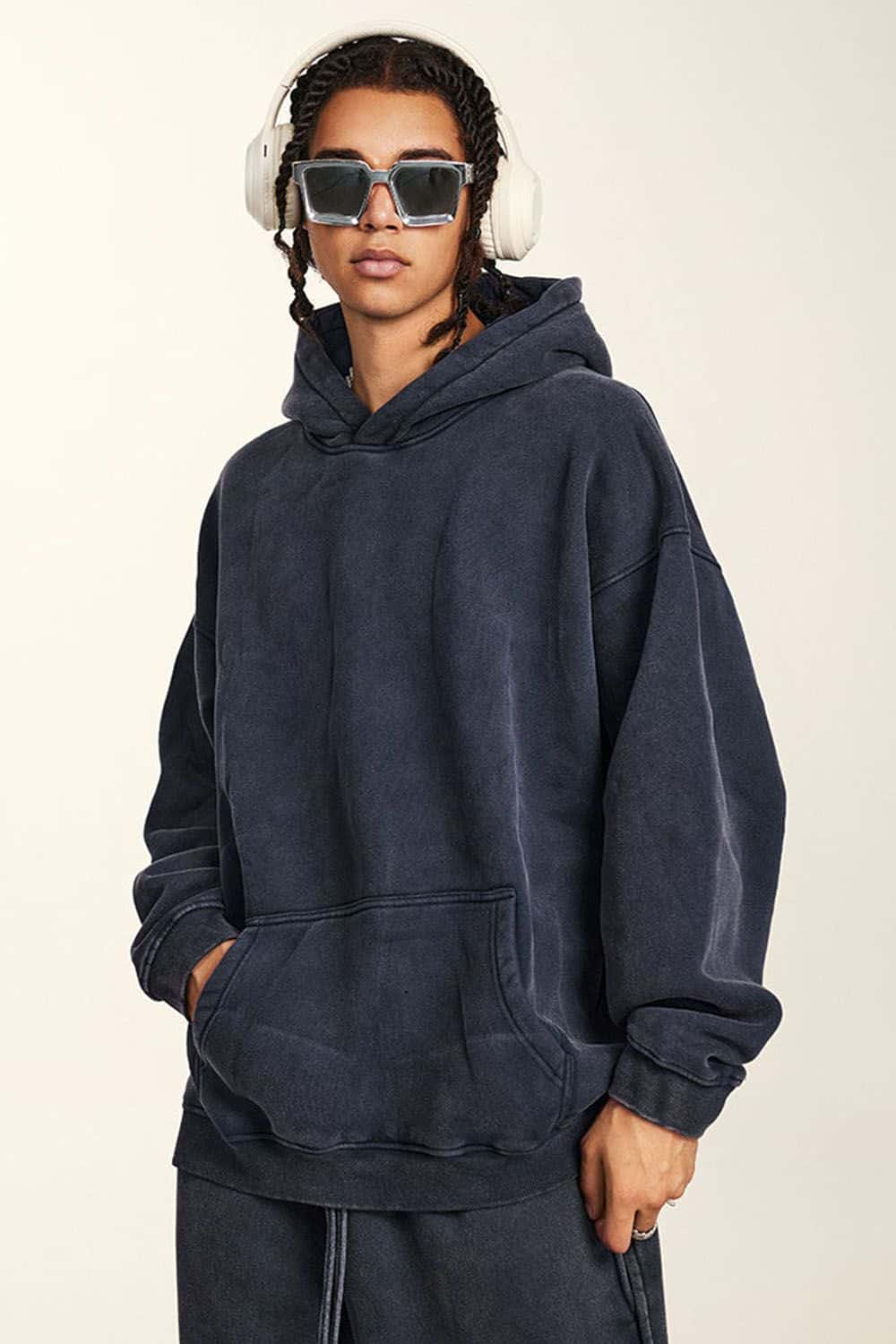 Thick Fleece-Lined Washed Hoodie