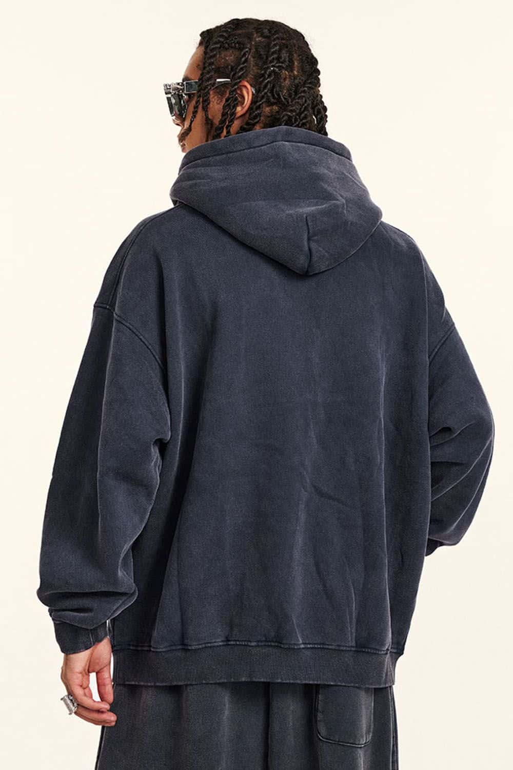 Thick Fleece-Lined Washed Hoodie