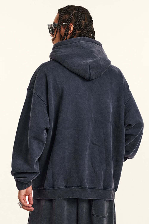 Washed Vintage Fleece Hoodie - Royal Blue