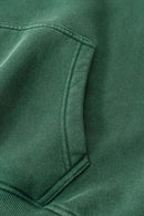 Washed Vintage Fleece Hoodie - Blackish Green