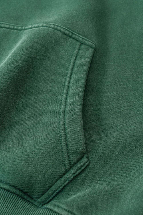 Washed Vintage Fleece Hoodie - Blackish Green