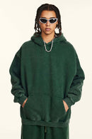 Washed Vintage Fleece Hoodie - Blackish Green