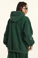 Washed Vintage Fleece Hoodie - Blackish Green