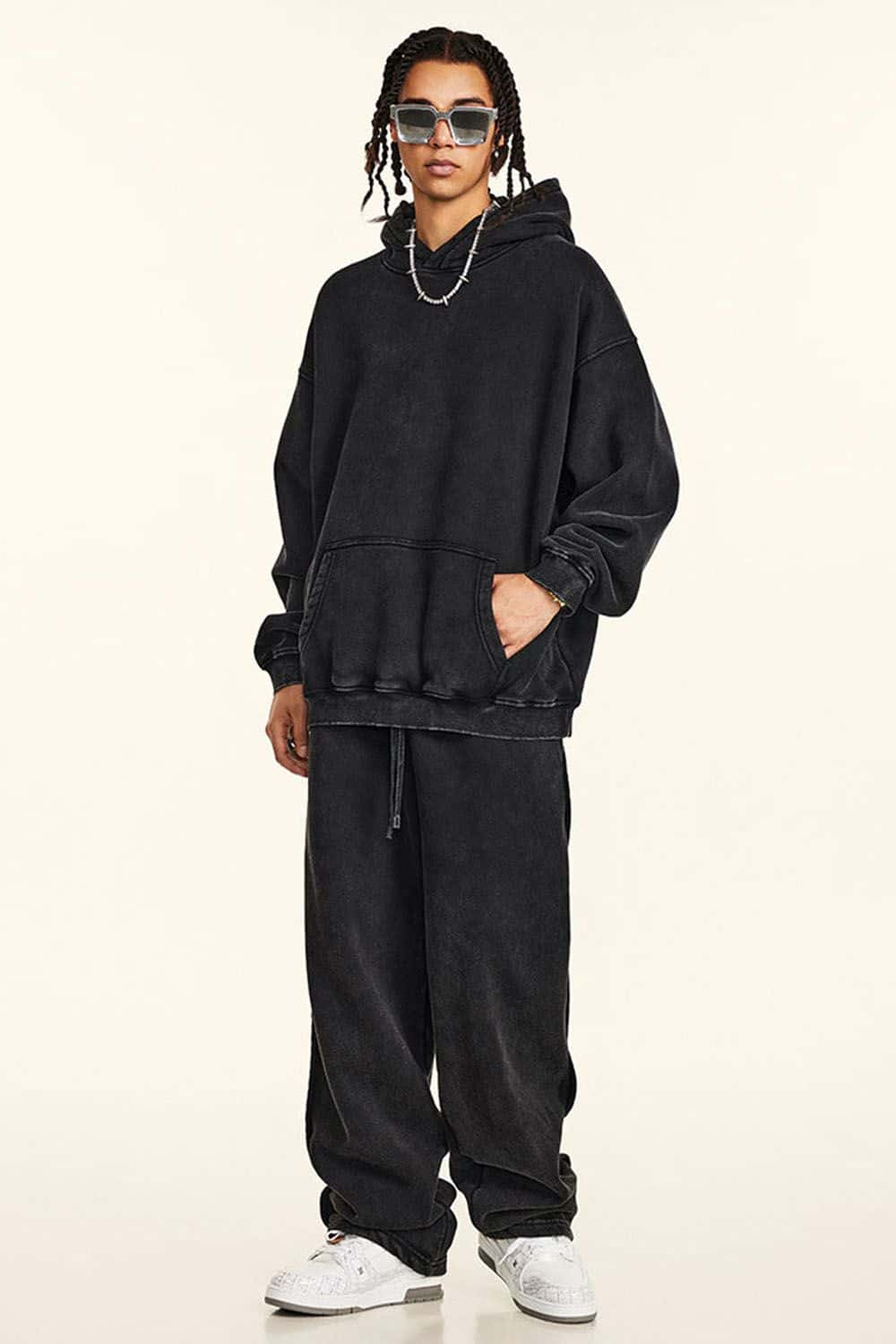 Thick Fleece-Lined Washed Hoodie