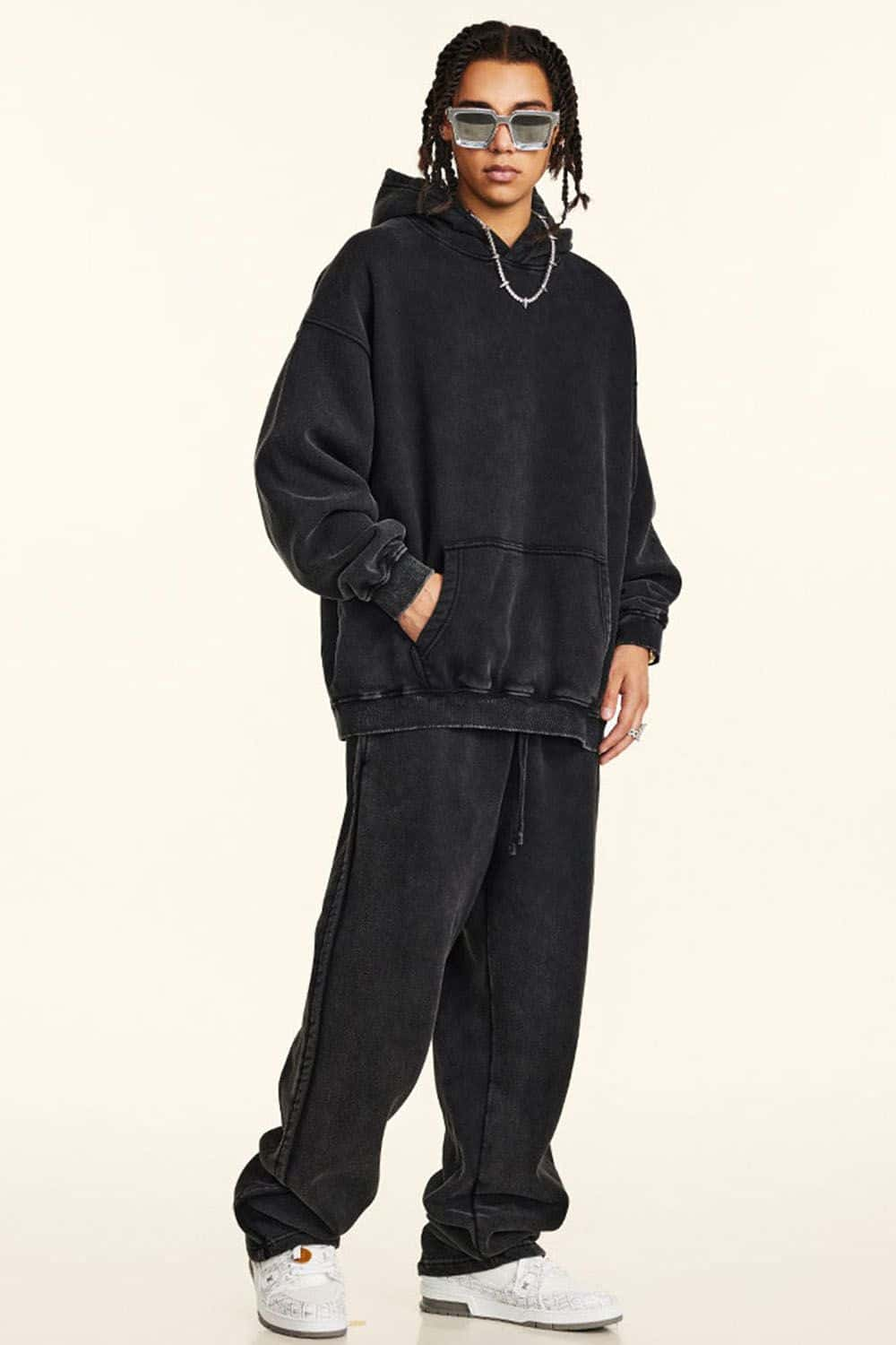 Thick Fleece-Lined Washed Hoodie