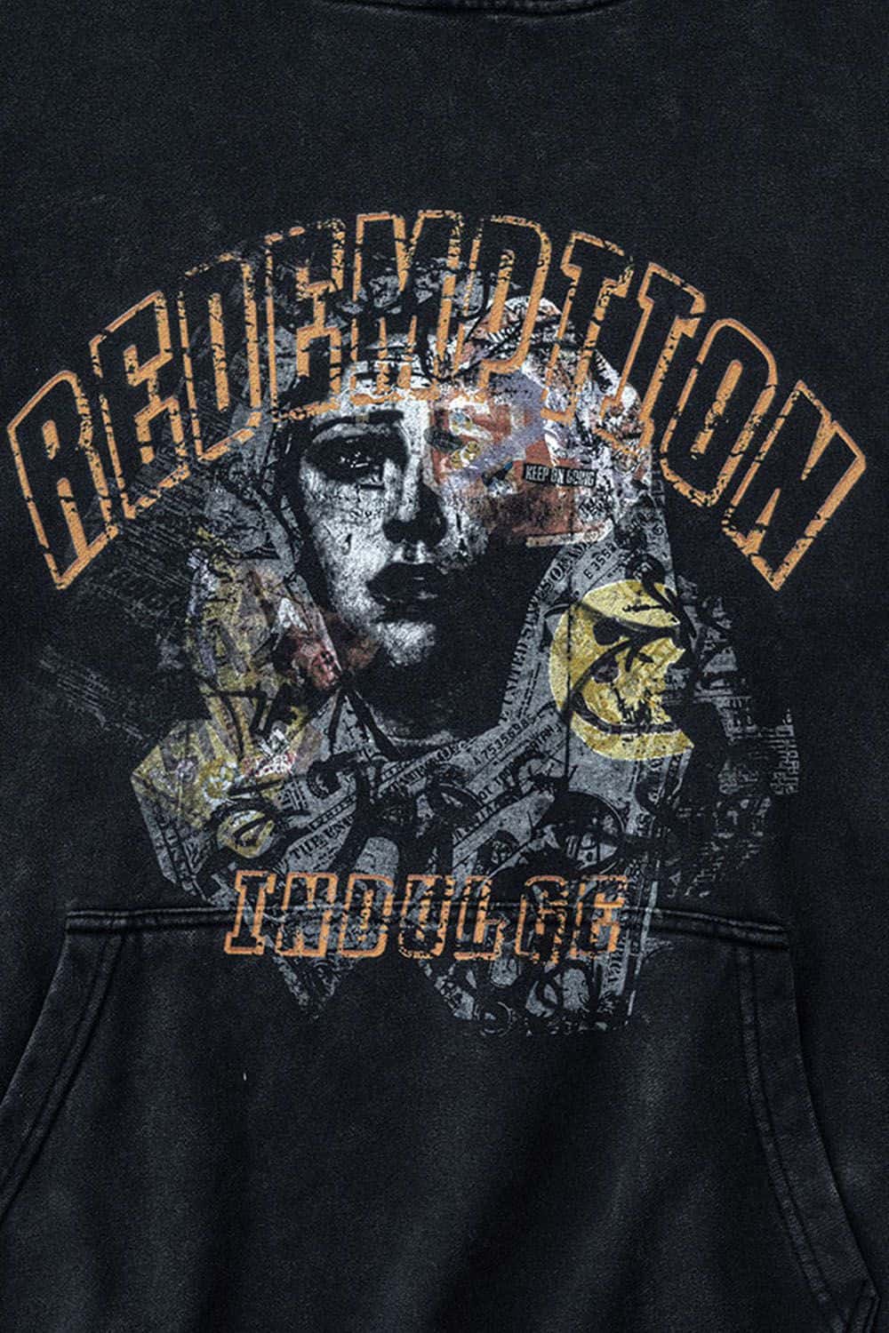 Heavyweight Wax-Dyed Collage-Graphic Cotton Hoodie in Fried Snowflakes - graphic detail