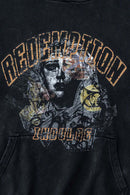 Heavyweight Wax-Dyed Collage-Graphic Cotton Hoodie in Fried Snowflakes - graphic detail