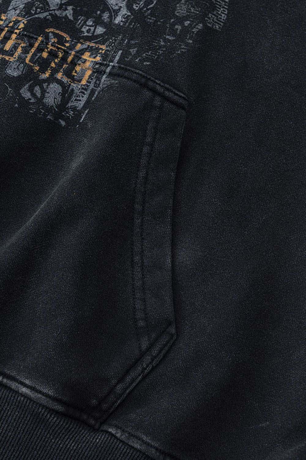 Heavyweight Wax-Dyed Collage-Graphic Cotton Hoodie in Fried Snowflakes - pocket detail