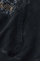 Heavyweight Wax-Dyed Collage-Graphic Cotton Hoodie in Fried Snowflakes - pocket detail