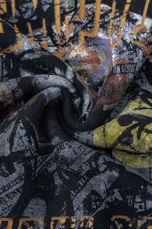 Heavyweight Wax-Dyed Collage-Graphic Cotton Hoodie in Fried Snowflakes - graphic detail