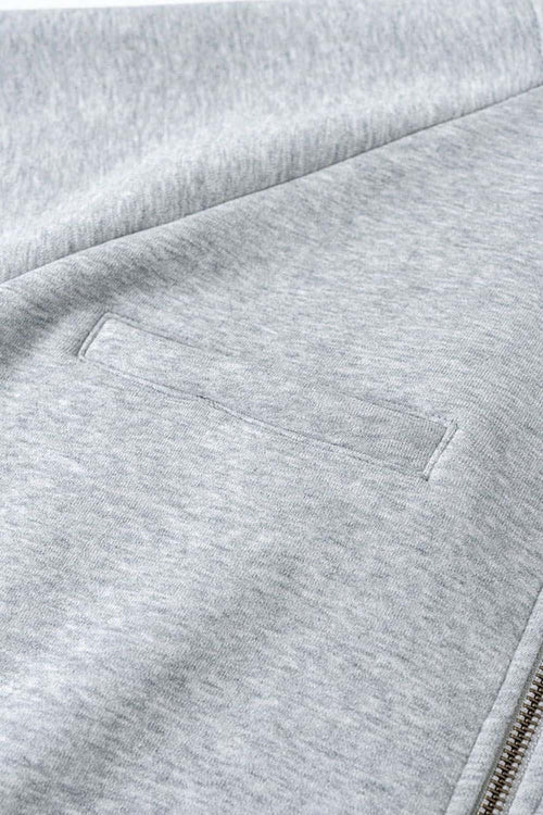 Heavyweight Fleece Zip-Up Hoodie - Flower Gray