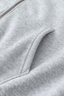 Heavyweight Fleece Zip-Up Hoodie - Flower Gray