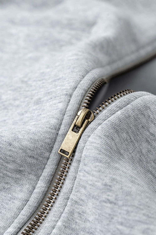 Heavyweight Fleece Zip-Up Hoodie - Flower Gray
