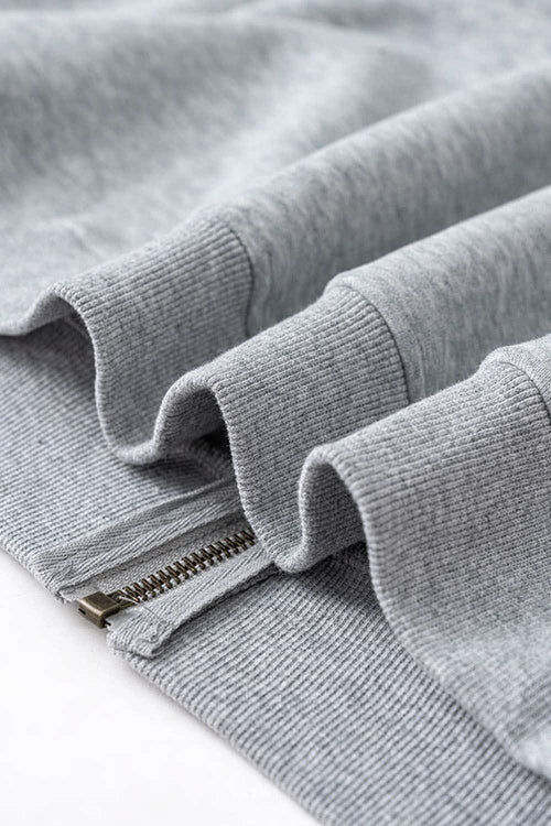 Heavyweight Fleece Zip-Up Hoodie - Flower Gray